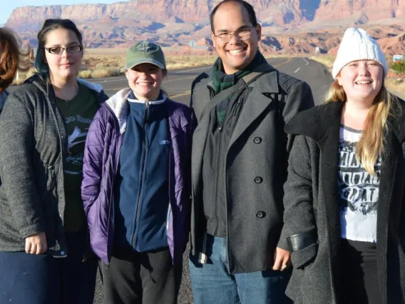 NAU Space Grant management standing outside in Northern AZ after an outreach event.