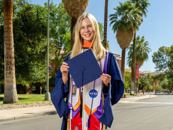 Shae Henley in graduation regalia.