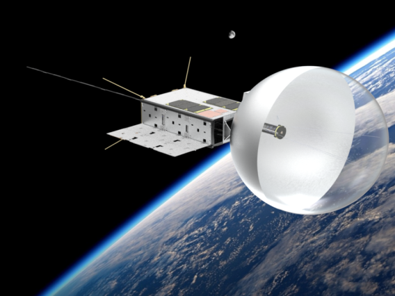 Artist rendering of CatSat inflatable antennae.