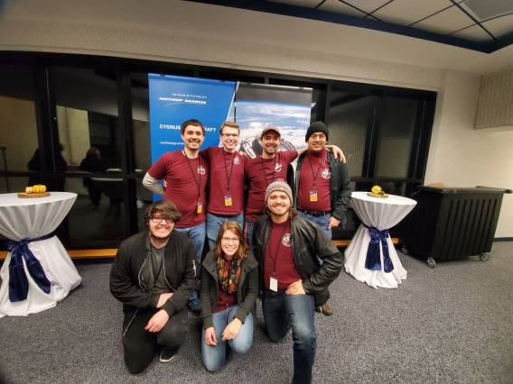 ASU Phoenix CubeSat team at launch (front, left to right): Nicholas Altman, Sarah Rogers and Ryan Fagan. (Back, left to right): Devon Bautista, Craig Knoblauch, Trevor Bautista and Raymond Barakat.  Trevor Bautista/ASU